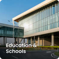 Modern school with lots of glass windows