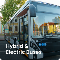 Up-close modern electric bus being parked