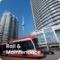 Toronto Transit red electric bus running through Toronto City