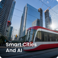 Toronto Transit red electric bus running through Toronto City
