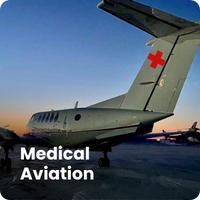 Back view of medical jet or plane
