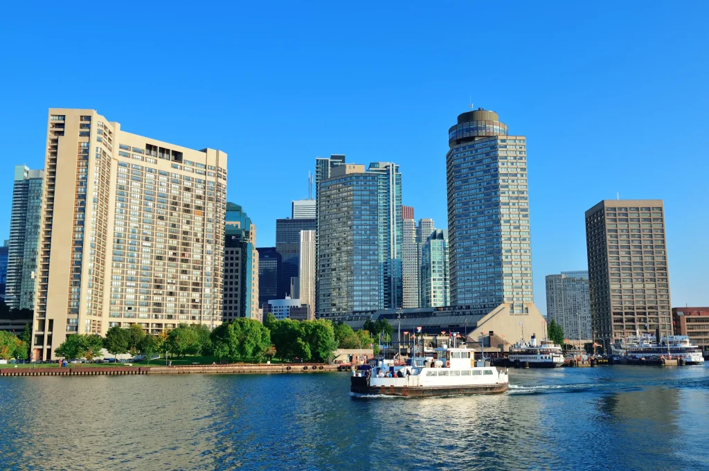 Beautiful city beside a body of water